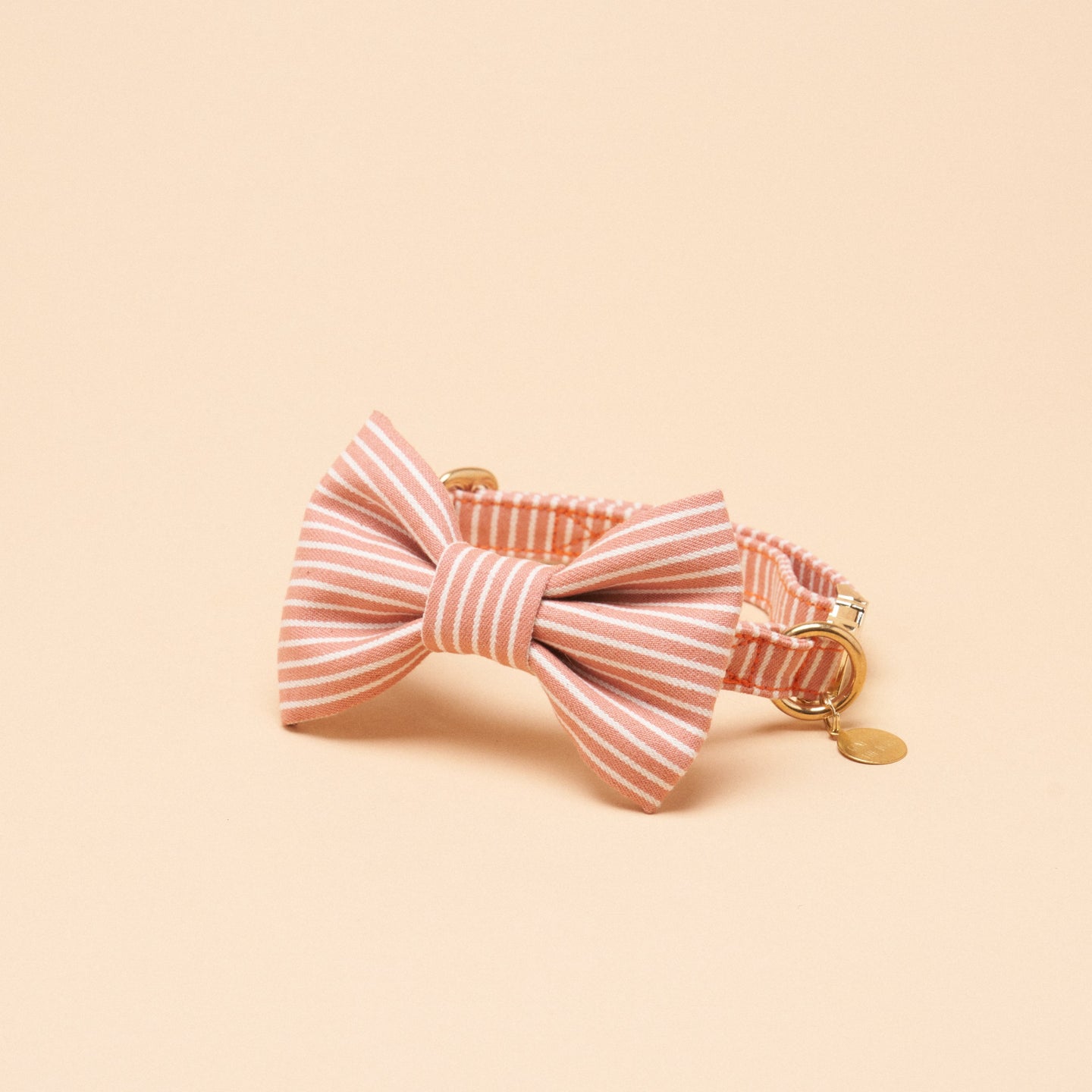 Bailey Bowtie Collar - Peach Stripe