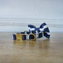 Load image into Gallery viewer, Bailey Bowtie Collar - Heavy Blue Denim Stripe