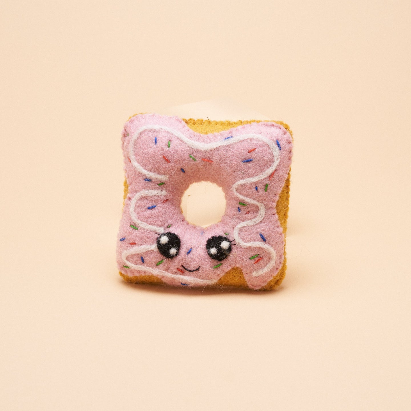 Square Pink Donut Squeaker Toy