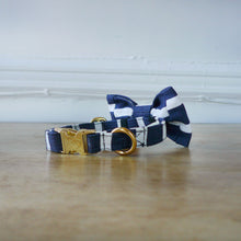 Load image into Gallery viewer, Bailey Bowtie Collar - Heavy Blue Denim Stripe
