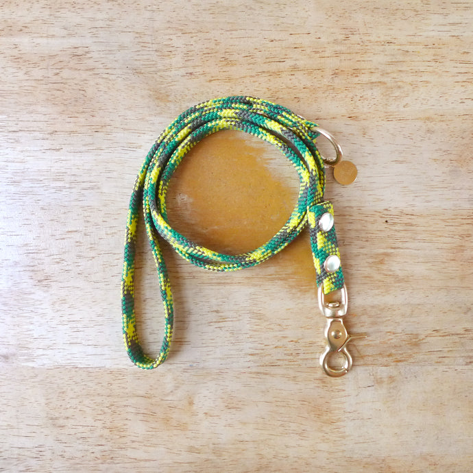 Upcycled Green Flat Rope Small Dog or Puppy leash